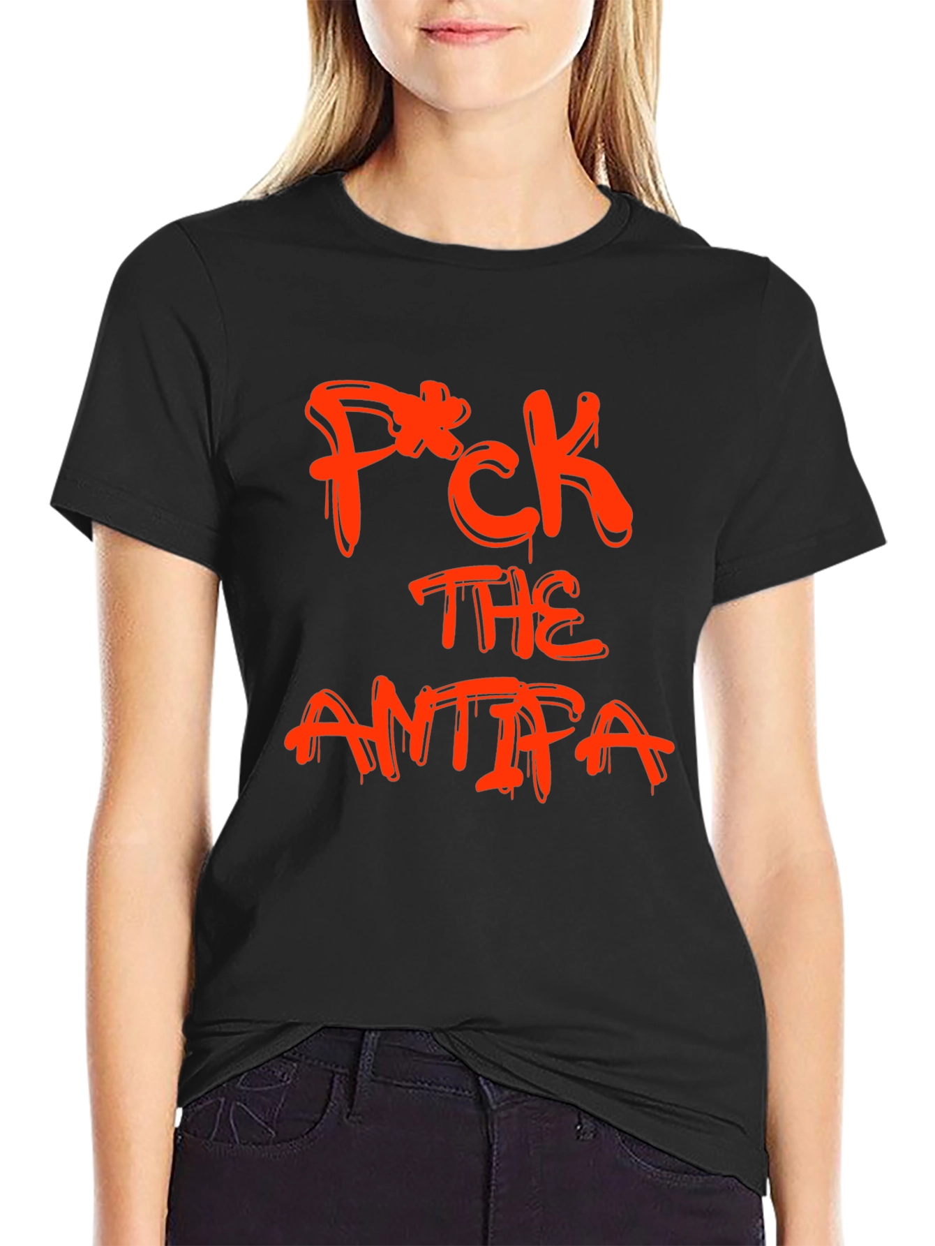 Black Tee - F*CK THE ANTIFA Slogan