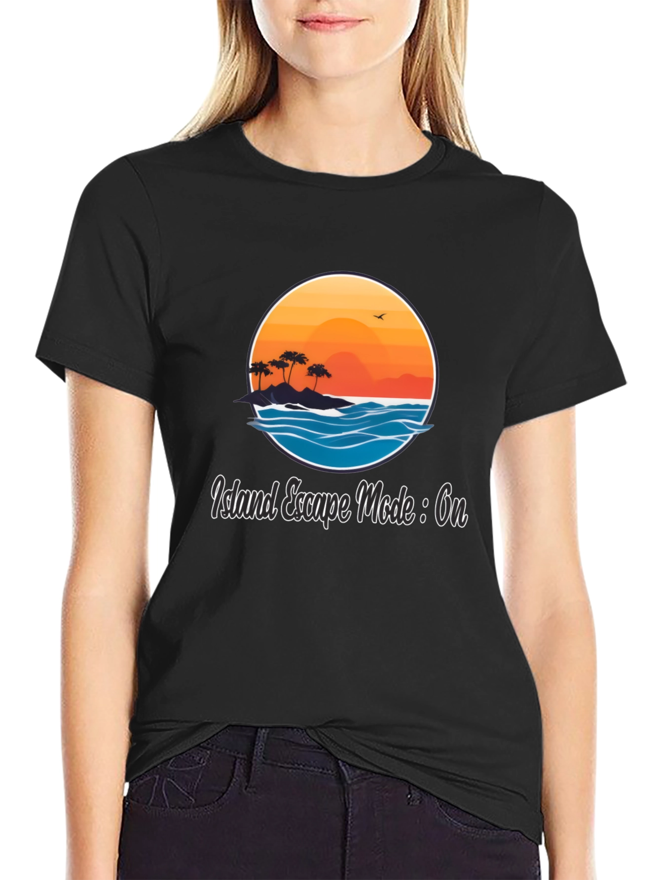 Island Escape Mode: ON Black T-Shirt