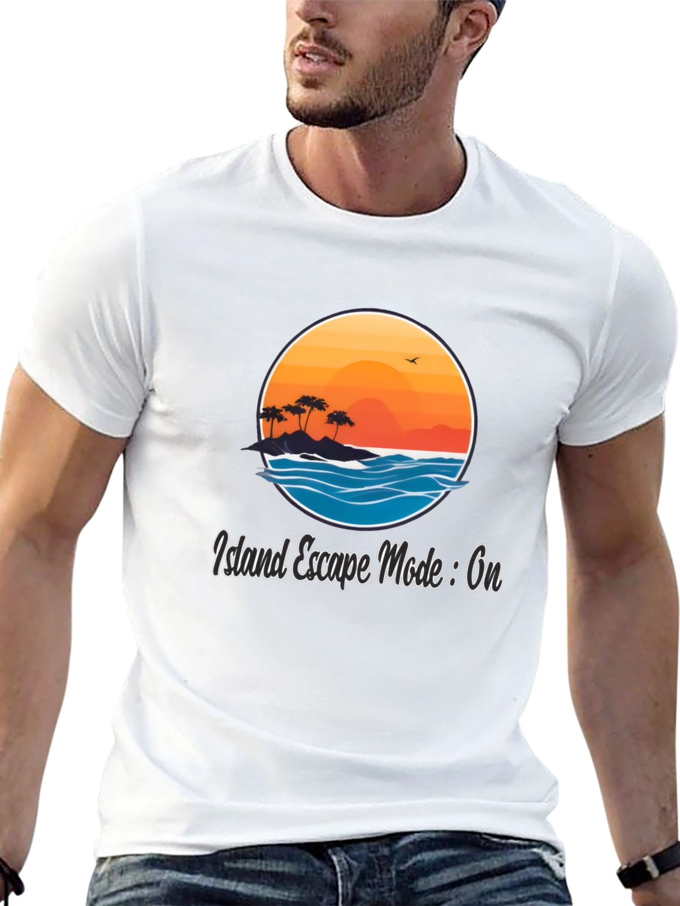 Island Escape Mode: ON Black T-Shirt