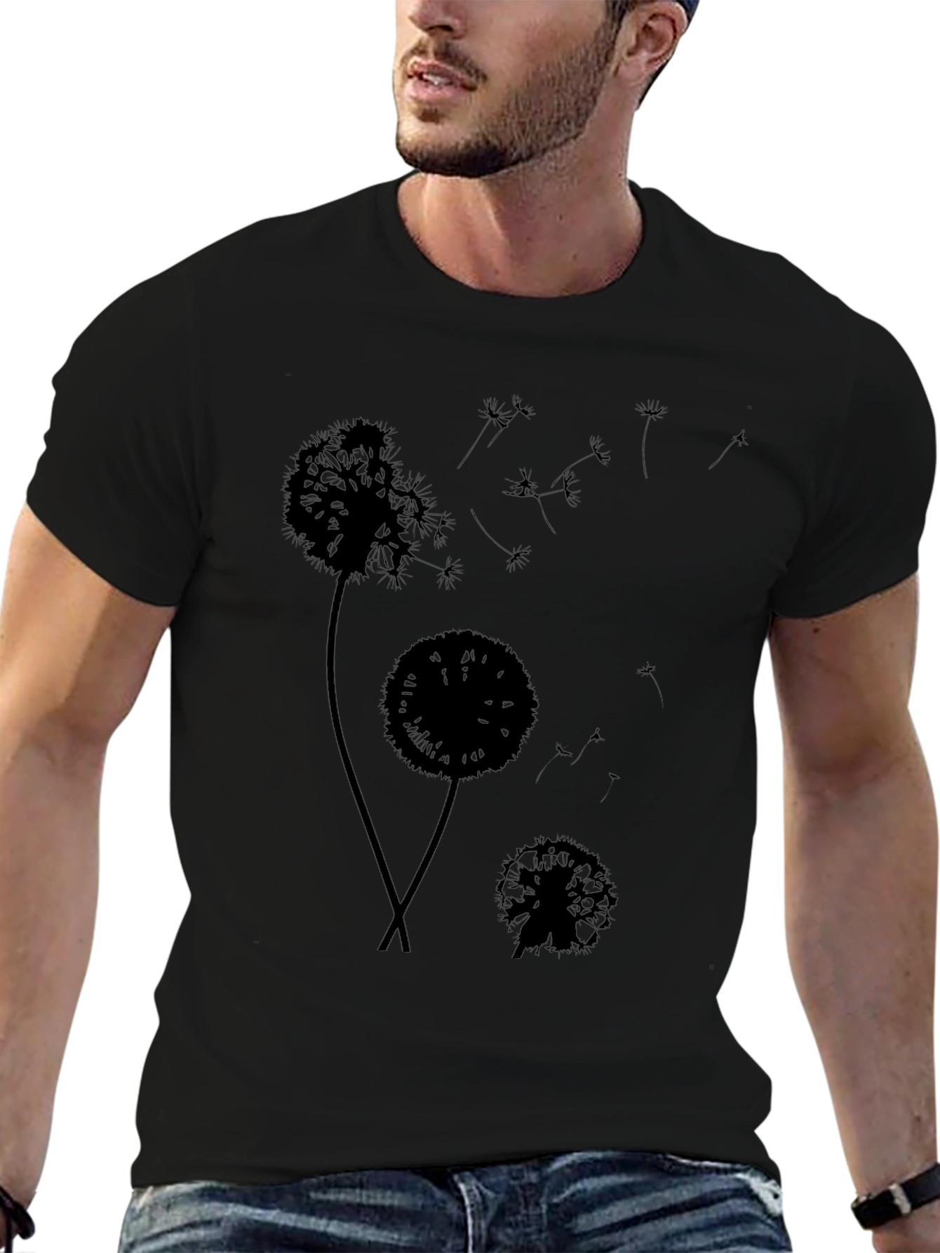 Dandelion Silhouette Black T-Shirt - Stylish Graphic Tee