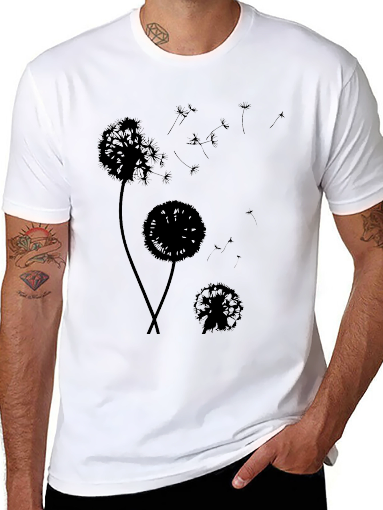Dandelion Silhouette Black T-Shirt - Stylish Graphic Tee