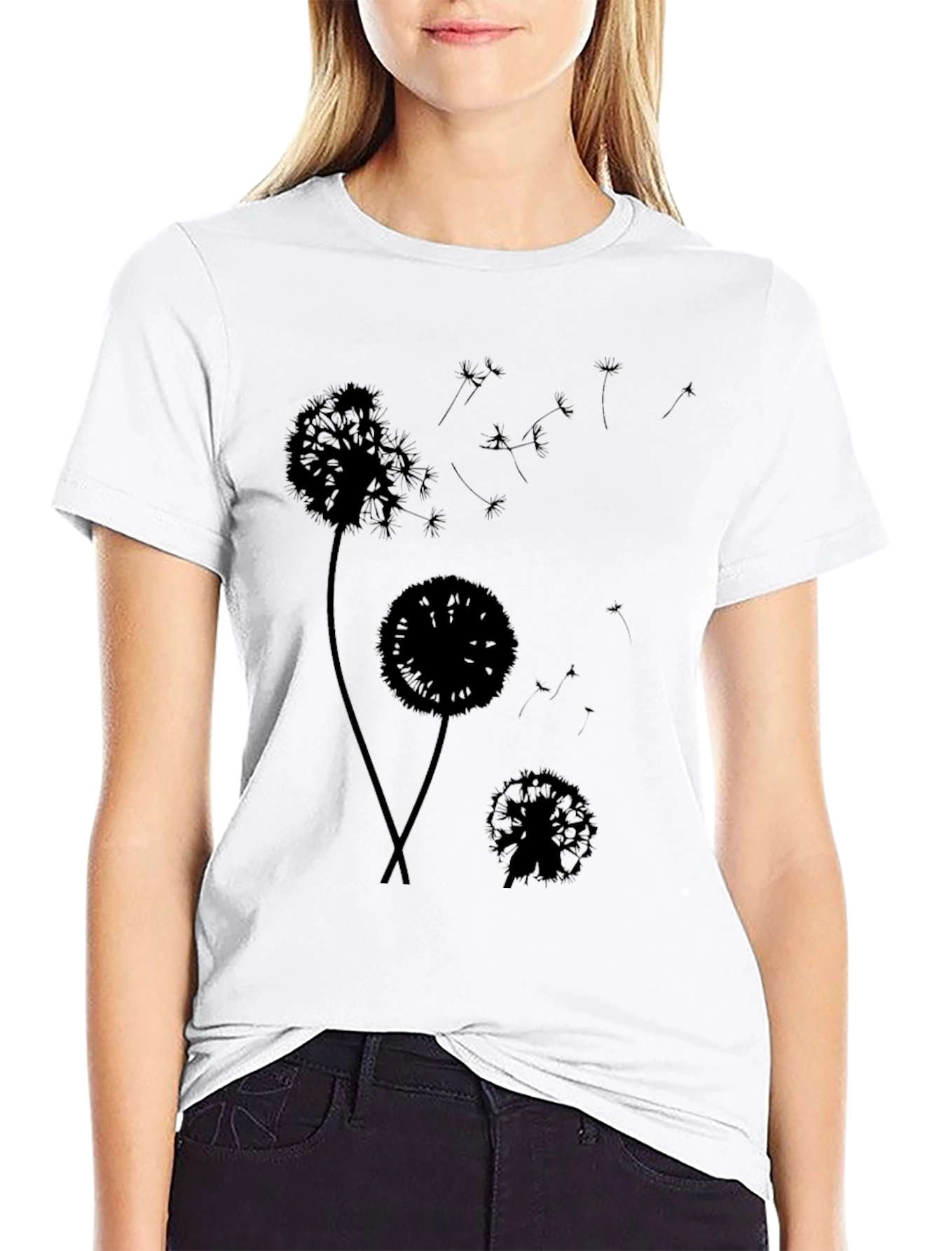 Dandelion Silhouette Black T-Shirt - Stylish Graphic Tee