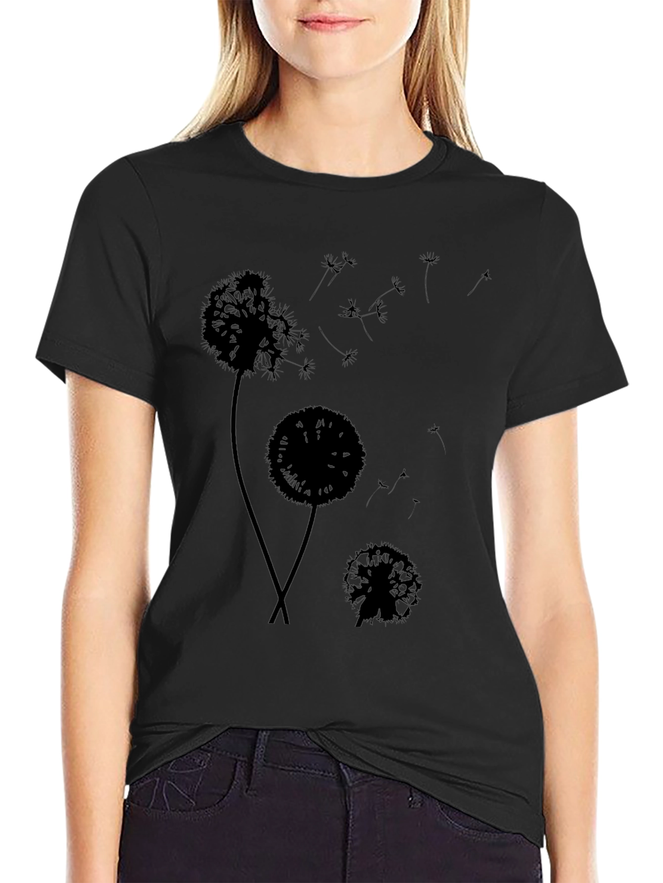 Dandelion Silhouette Black T-Shirt - Stylish Graphic Tee