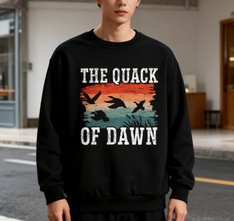 Retro Sunset Duck "The Quack of Dawn" Graphic Crewneck
