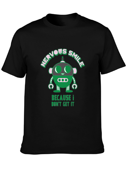 Nervous Smile Robot Graphic T-Shirt