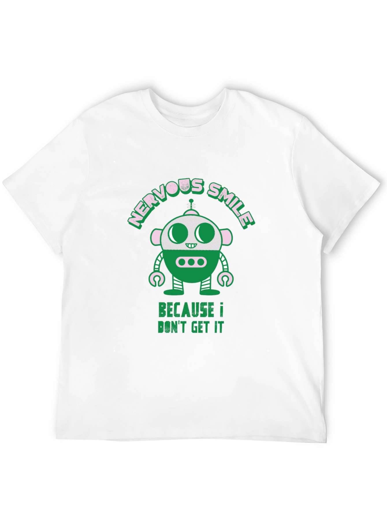 Nervous Smile Robot Graphic T-Shirt