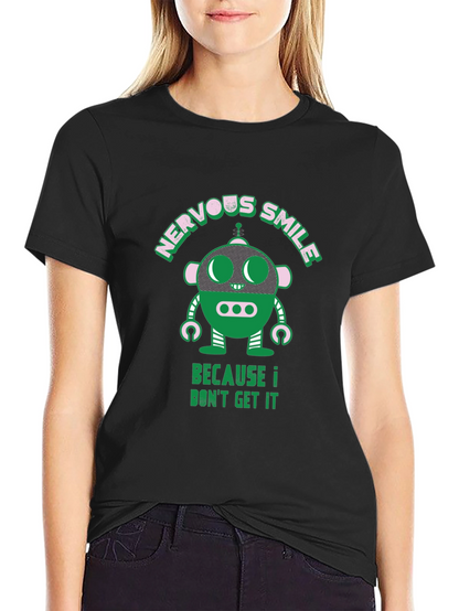 Nervous Smile Robot Graphic T-Shirt