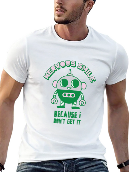 Nervous Smile Robot Graphic T-Shirt