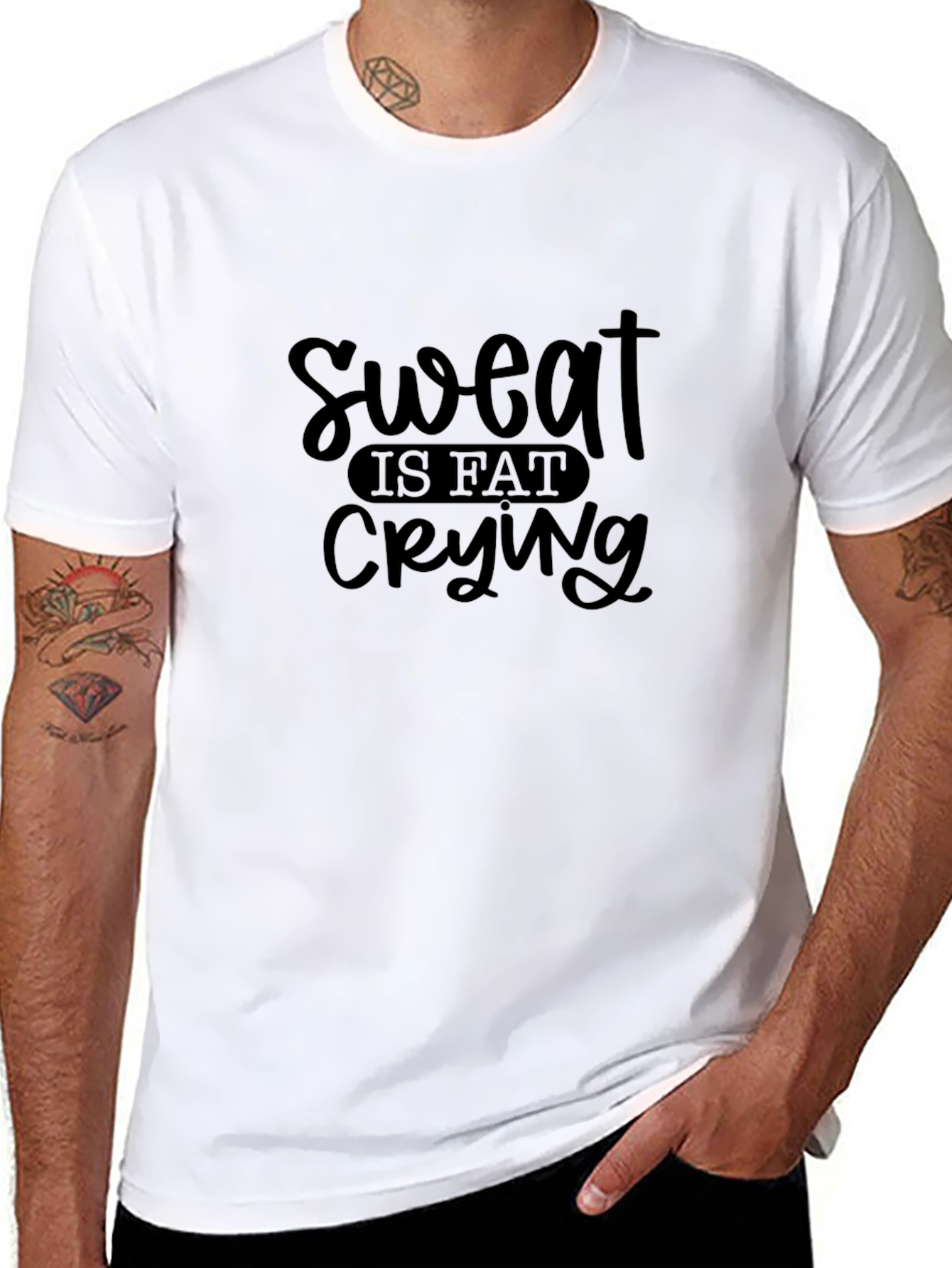Sweat is Fat Crying Graphic Tee - Black