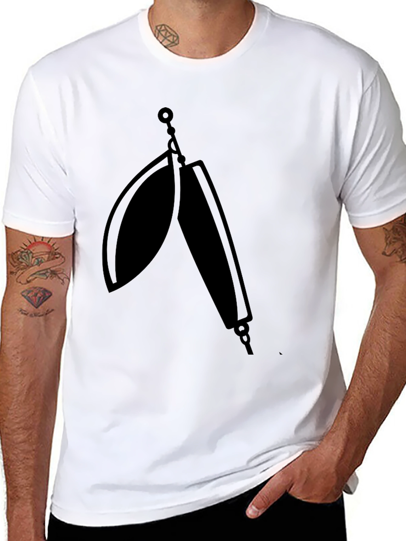Black T-Shirt with Fishing Lure Graphic