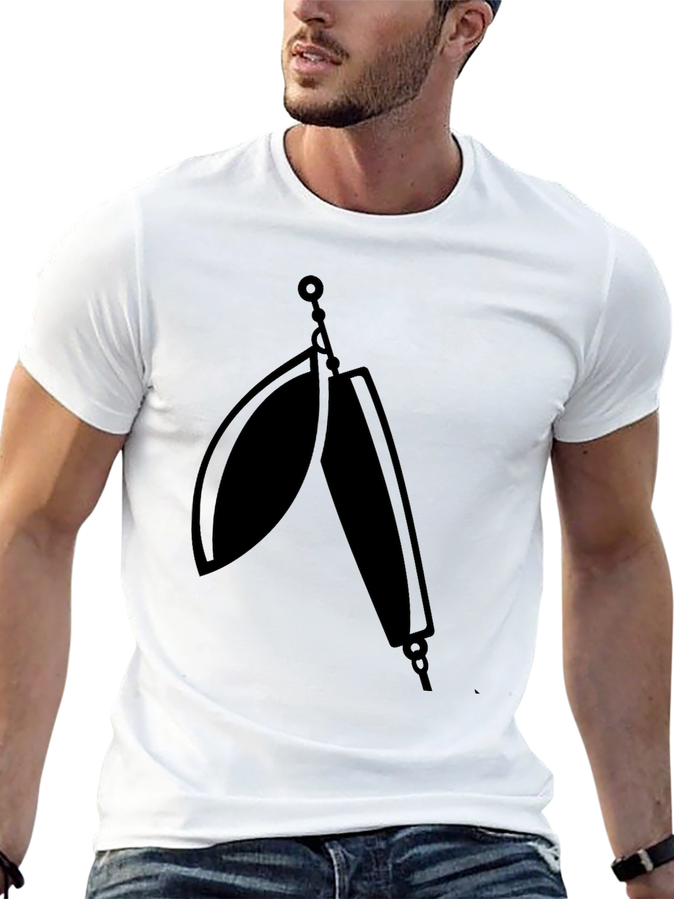 Black T-Shirt with Fishing Lure Graphic