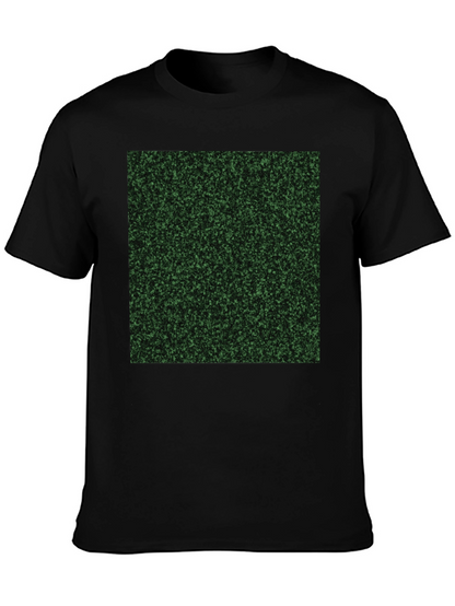 Mens Black T-Shirt with Green Speckled Print