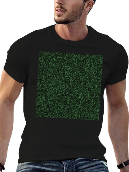 Mens Black T-Shirt with Green Speckled Print