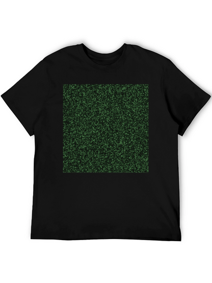 Mens Black T-Shirt with Green Speckled Print
