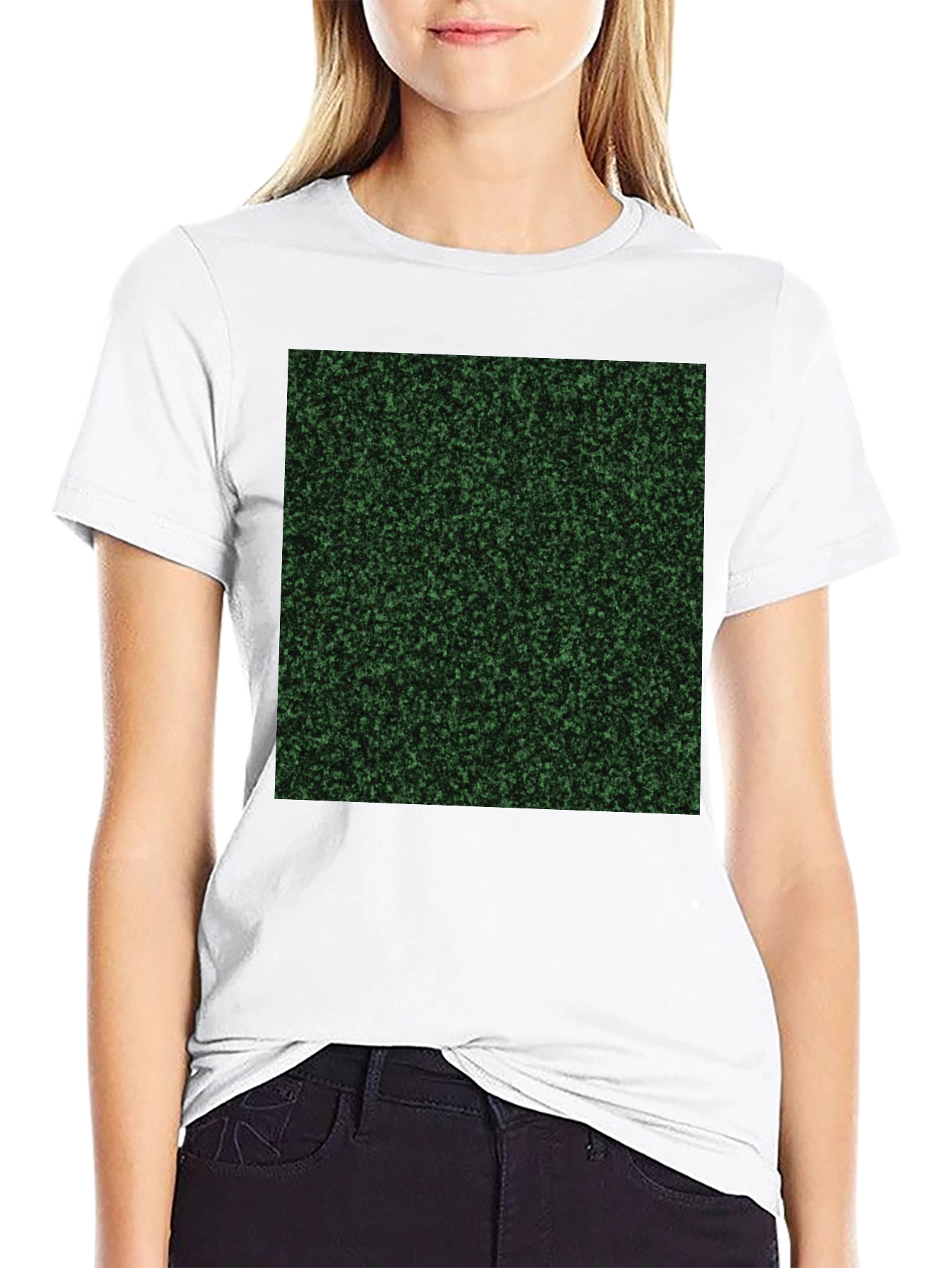 Mens Black T-Shirt with Green Speckled Print