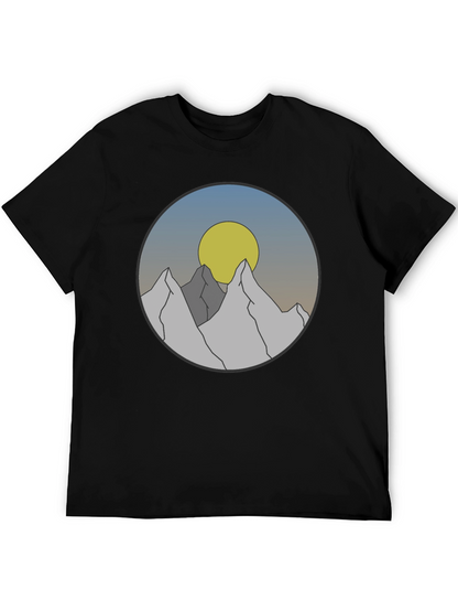 Mountain Sunset Graphic Tee - Stylish Black T-Shirt