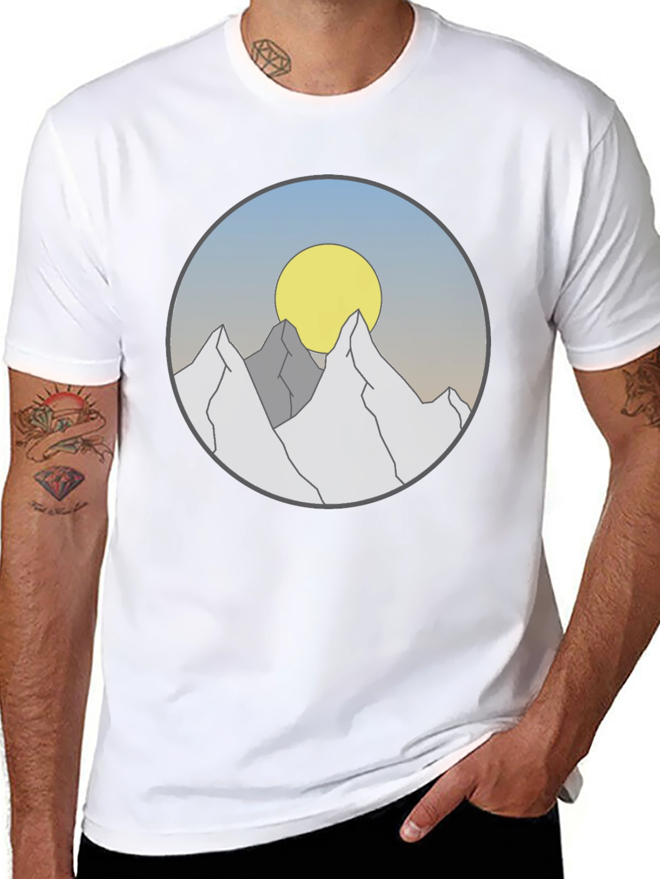 Mountain Sunset Graphic Tee - Stylish Black T-Shirt