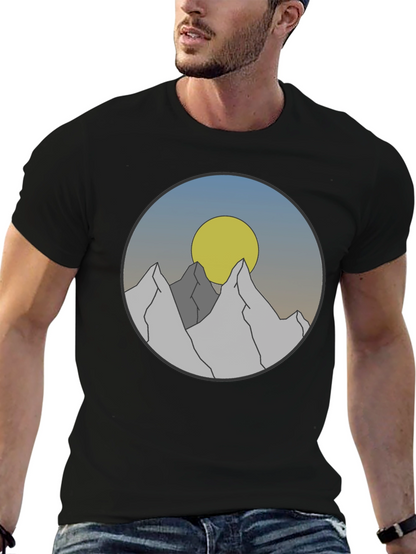 Mountain Sunset Graphic Tee - Stylish Black T-Shirt