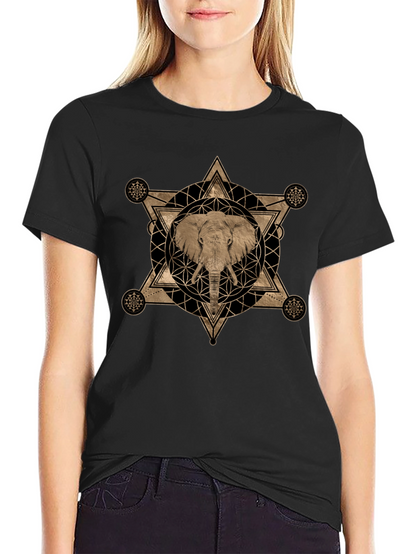 Elephant Geometric Graphic Print T-Shirt
