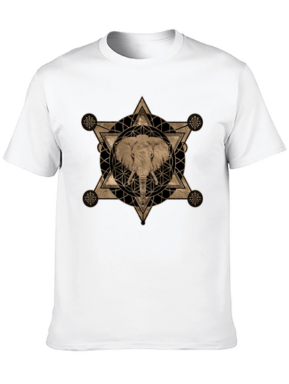 Elephant Geometric Graphic Print T-Shirt
