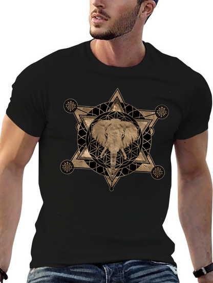 Elephant Geometric Graphic Print T-Shirt