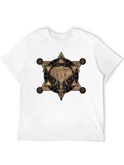 Elephant Geometric Graphic Print T-Shirt