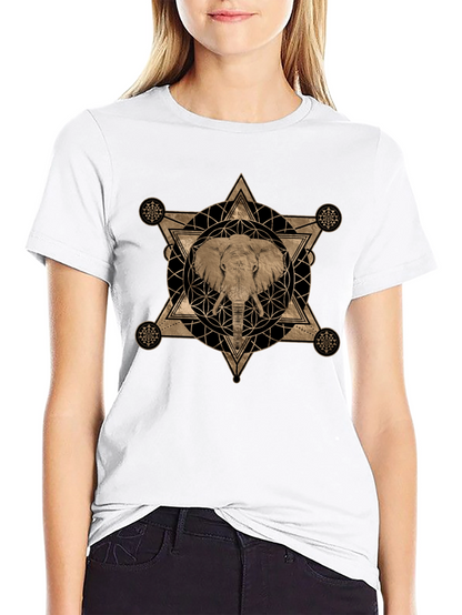 Elephant Geometric Graphic Print T-Shirt