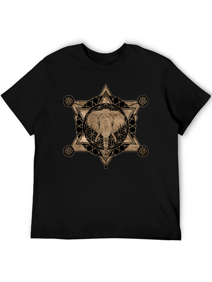 Elephant Geometric Graphic Print T-Shirt