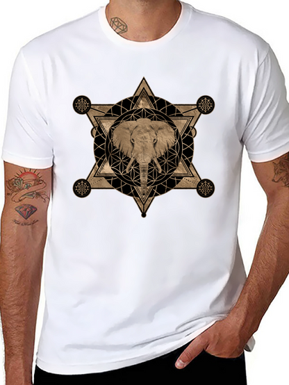 Elephant Geometric Graphic Print T-Shirt