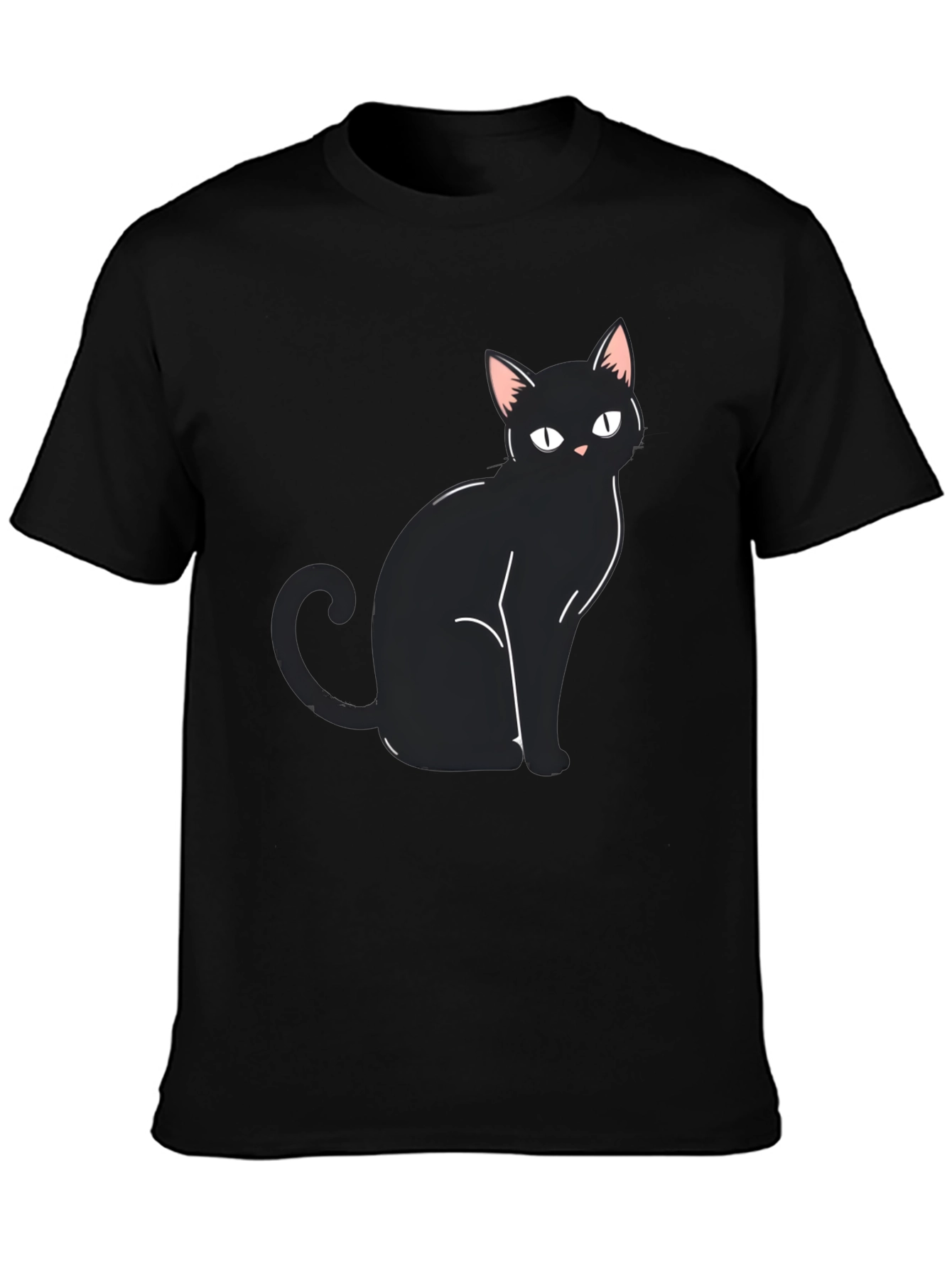 Black Cat Graphic Tee - Mens Casual Shirt