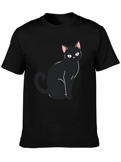 Black Cat Graphic Tee - Mens Casual Shirt