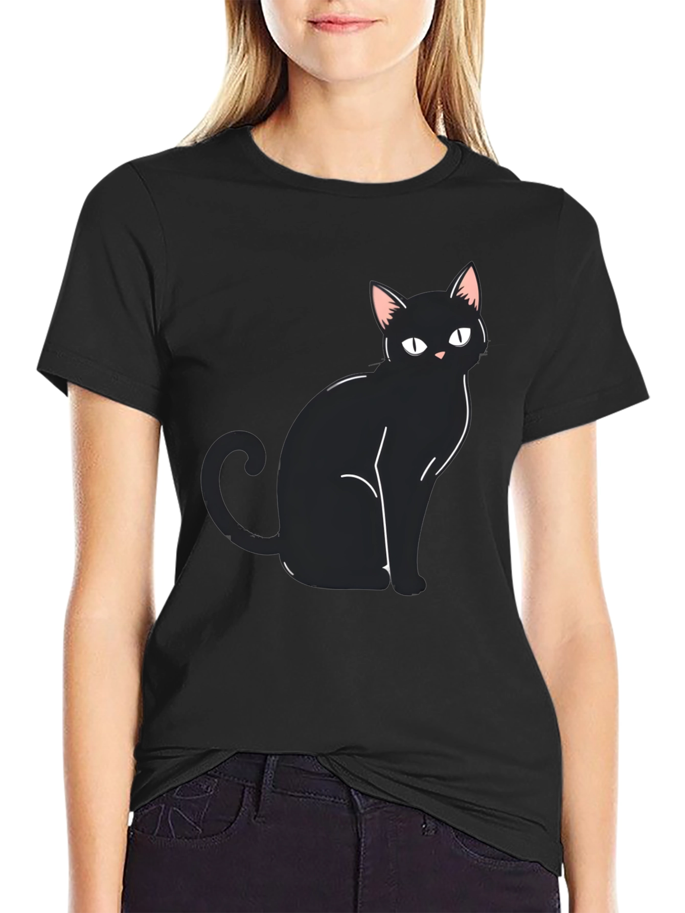Black Cat Graphic Tee - Mens Casual Shirt
