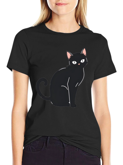 Black Cat Graphic Tee - Mens Casual Shirt