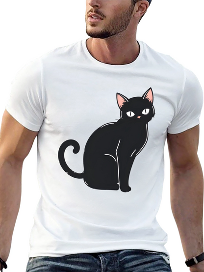 Black Cat Graphic Tee - Mens Casual Shirt