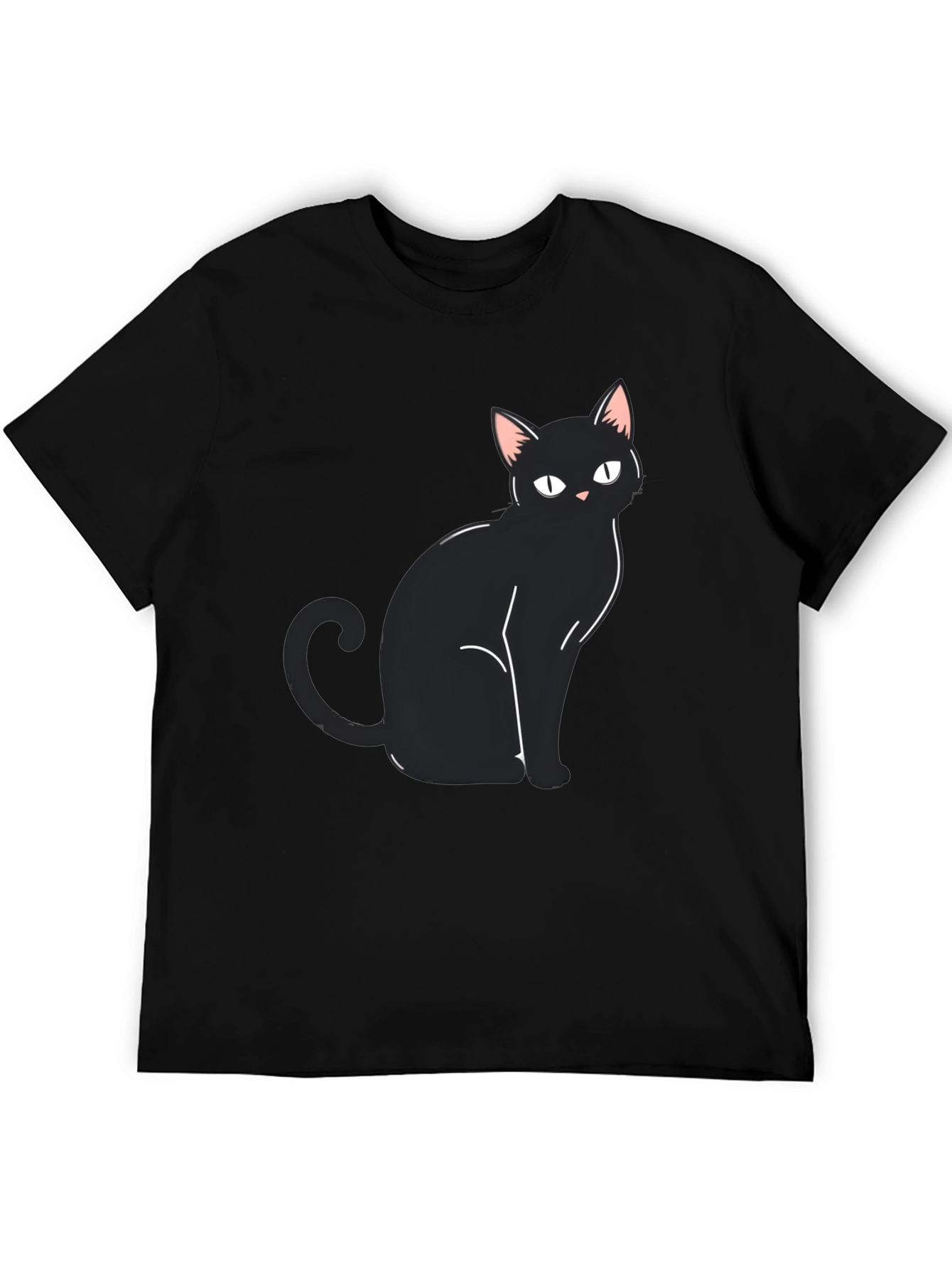 Black Cat Graphic Tee - Mens Casual Shirt