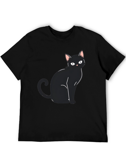 Black Cat Graphic Tee - Mens Casual Shirt