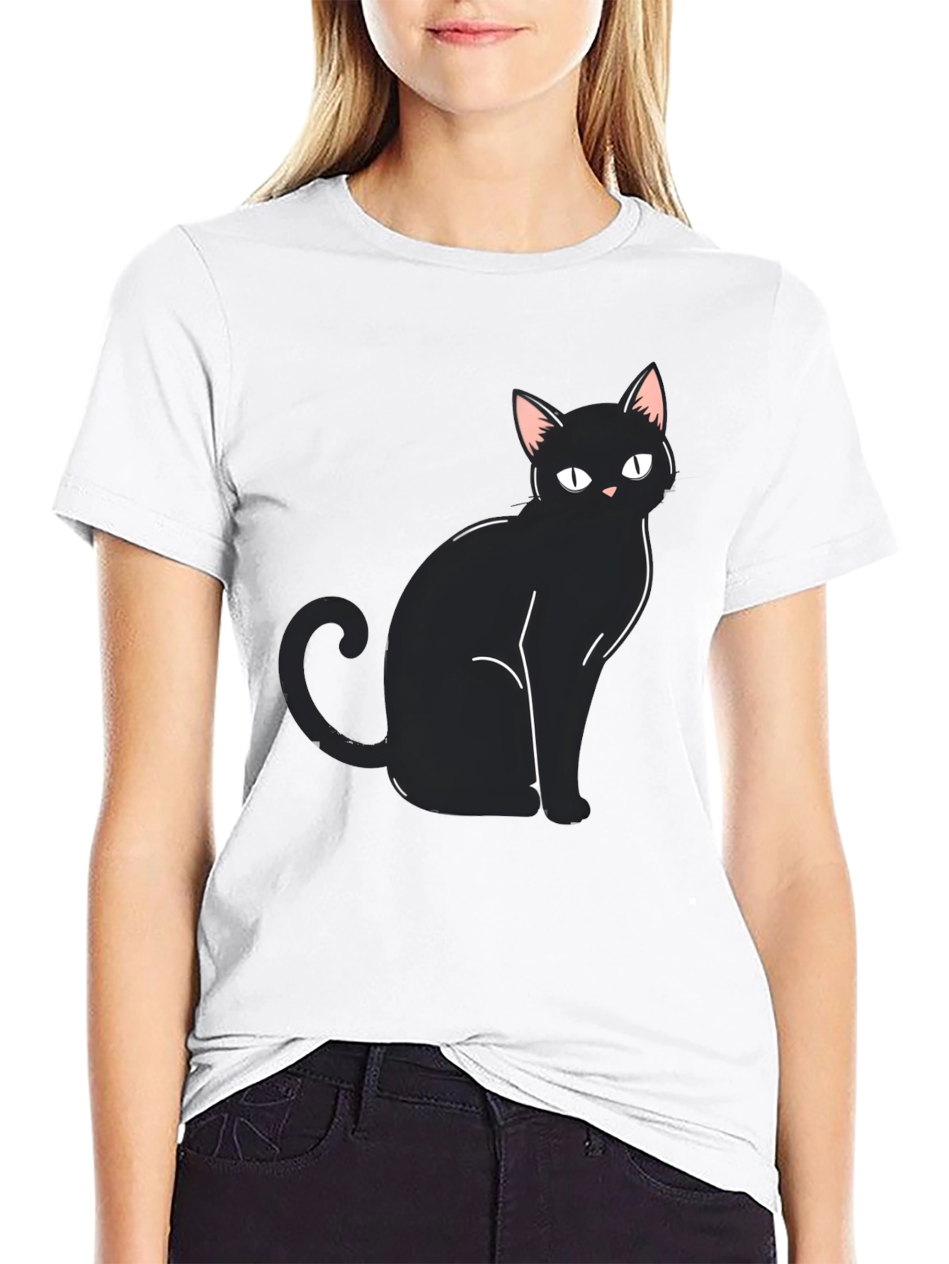 Black Cat Graphic Tee - Mens Casual Shirt