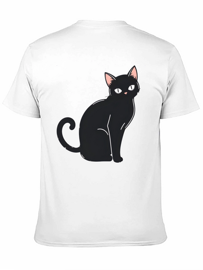 Black Cat Graphic Tee - Mens Casual Shirt