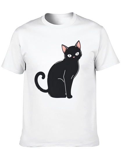 Black Cat Graphic Tee - Mens Casual Shirt
