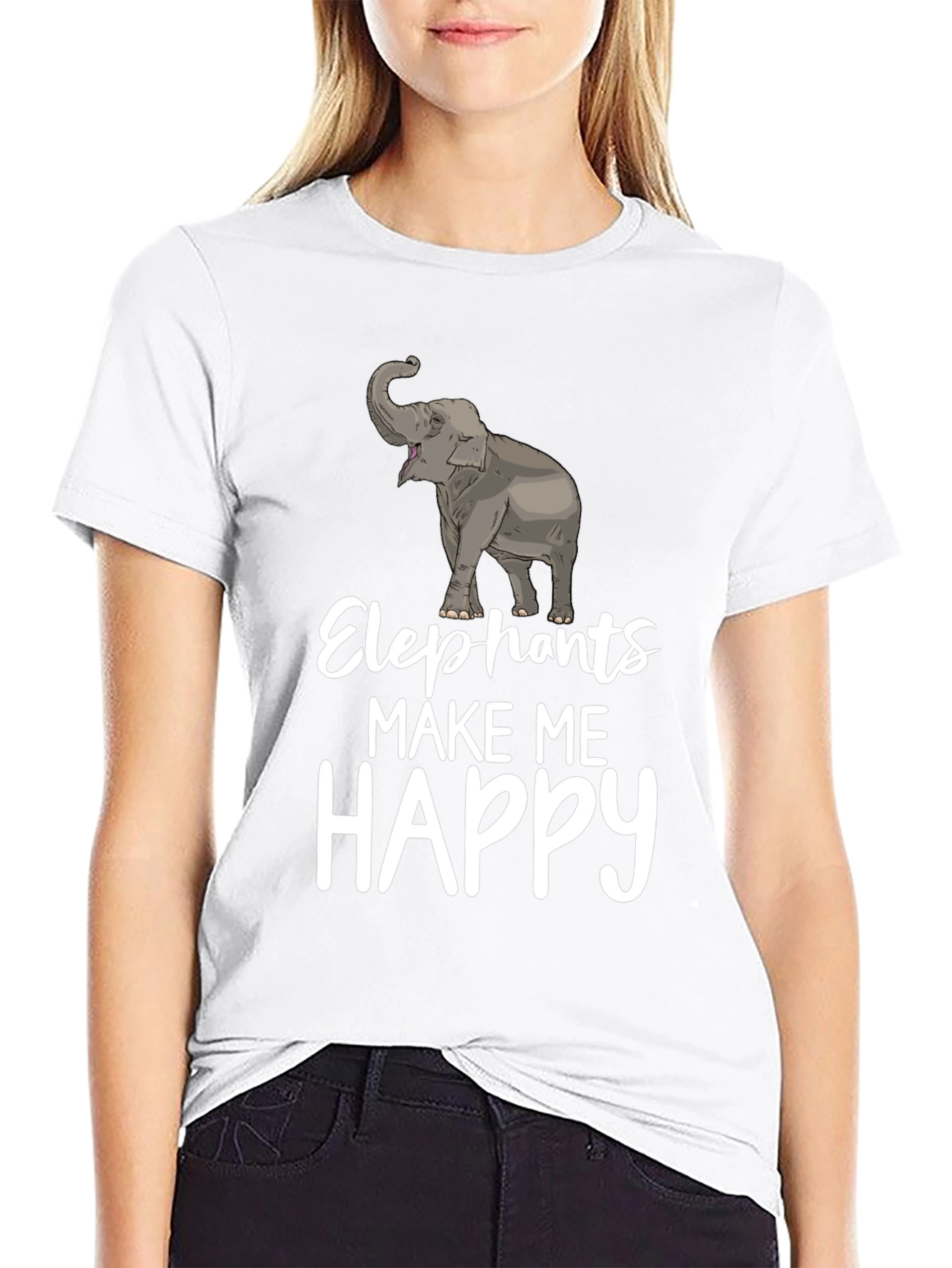 Elephants Make Me Happy Graphic T-Shirt