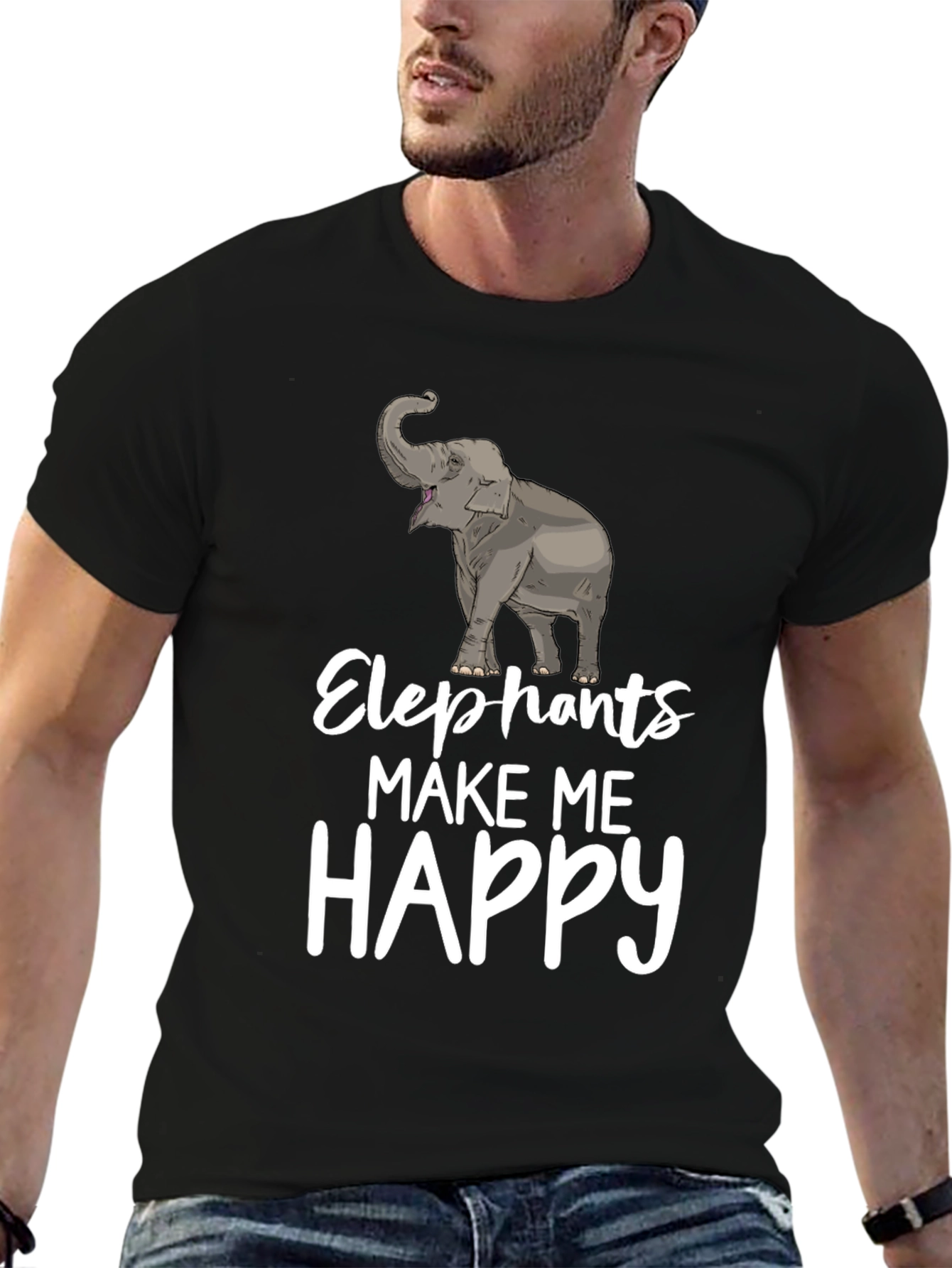 Elephants Make Me Happy Graphic T-Shirt