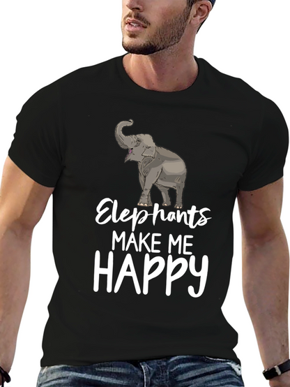 Elephants Make Me Happy Graphic T-Shirt