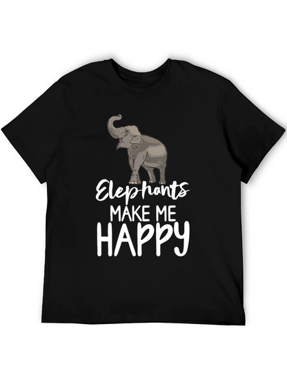 Elephants Make Me Happy Graphic T-Shirt