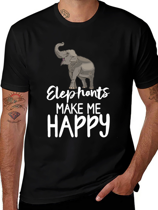 Elephants Make Me Happy Graphic T-Shirt