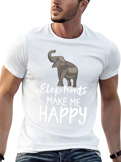 Elephants Make Me Happy Graphic T-Shirt