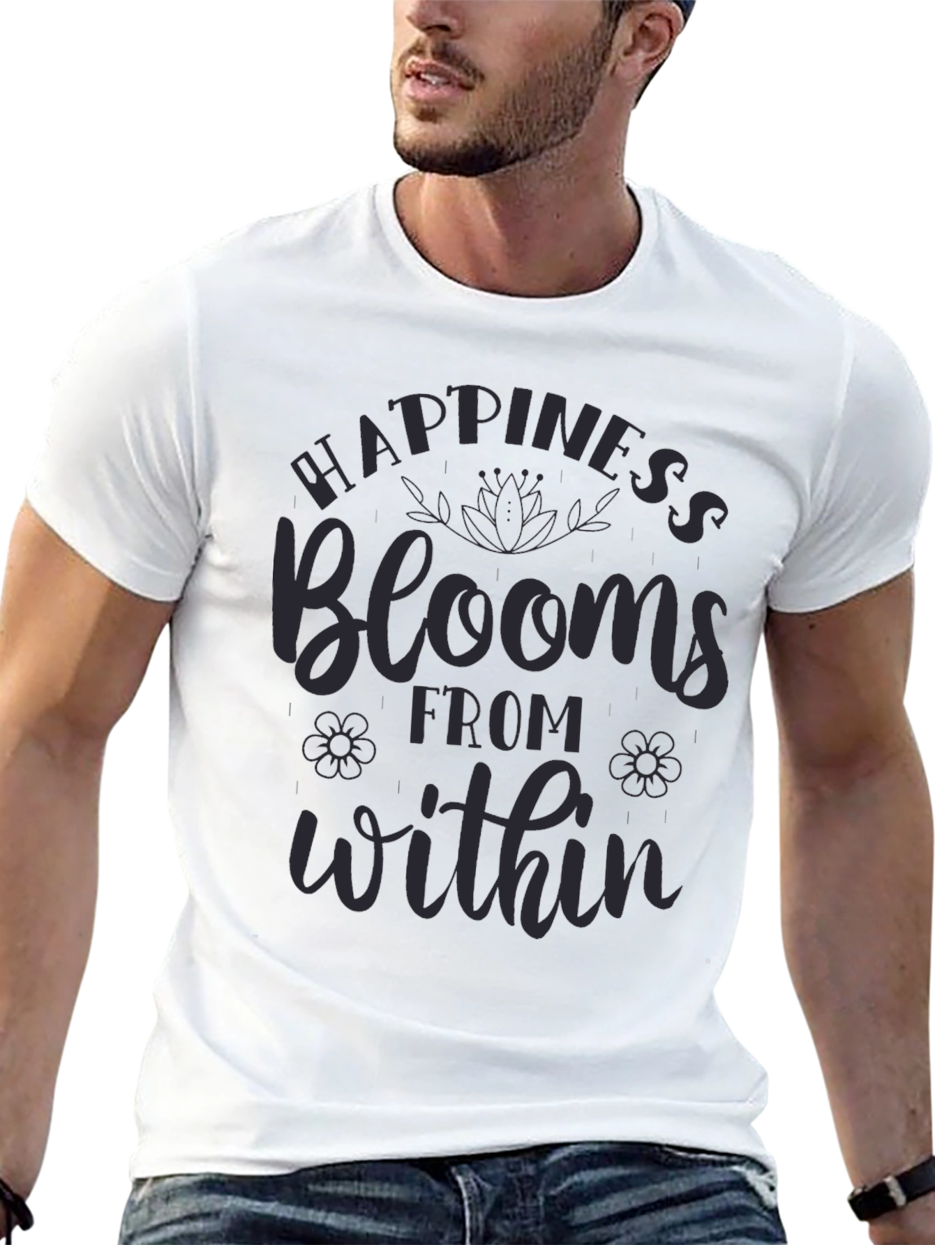 Happiness Blooms Graphic Tee - Mens Casual Comfort