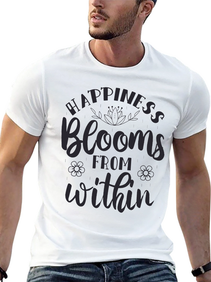 Happiness Blooms Graphic Tee - Mens Casual Comfort