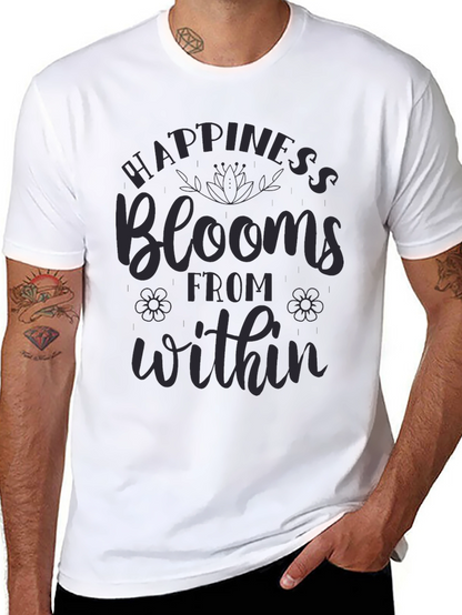 Happiness Blooms Graphic Tee - Mens Casual Comfort