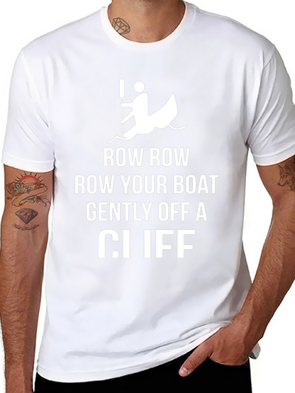 Row Your Boat Off a Cliff Black Graphic Tee