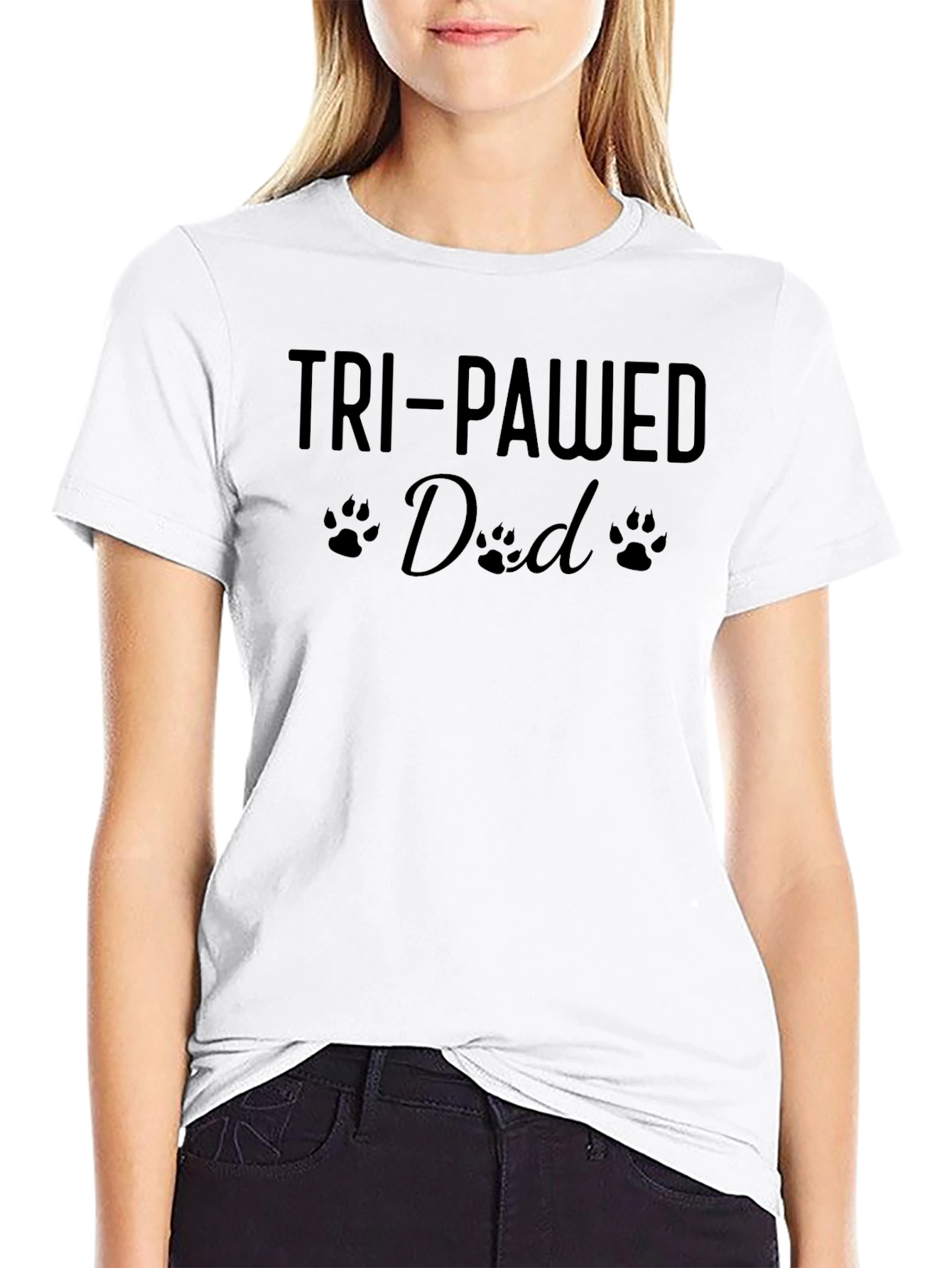 Tri-Pawed Dad T-Shirt - Black Graphic Tee